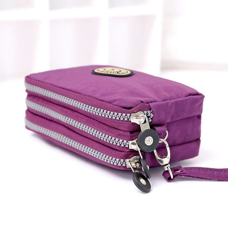 Neue Mode tragbare gewaschen Denim Make up Tasche Geldbörse Mini Tasche mit drei Reißverschluss Damen