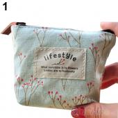 Damen der Dame Kleine Leinwand Handtasche Reißverschluss mappen münzen schlüssel halter Kasten beutel