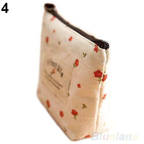 Damen der Dame Kleine Leinwand Handtasche Reißverschluss mappen münzen schlüssel halter Kasten beutel