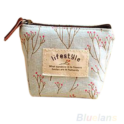 Damen der Dame Kleine Leinwand Handtasche Reißverschluss mappen münzen schlüssel halter Kasten beutel