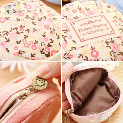 1 stück 4 Farben Vintage Damen Mädchen Kid Baby Lagerung nette Blumen Floral Münze Runde Leinwand