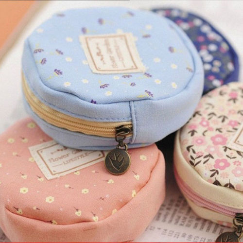 1 stück 4 Farben Vintage Damen Mädchen Kid Baby Lagerung nette Blumen Floral Münze Runde Leinwand