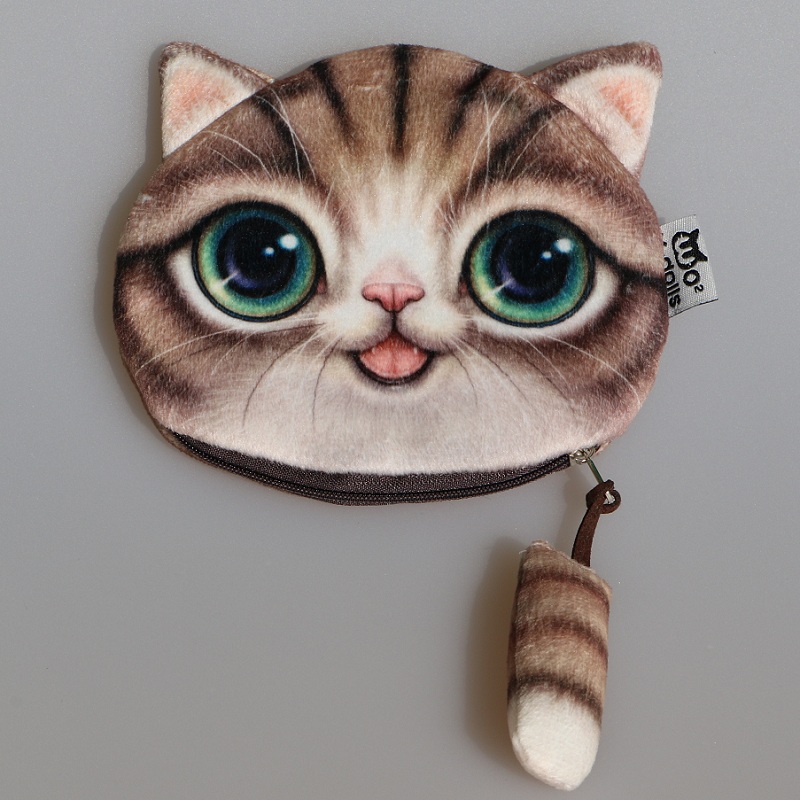 Neue Nette Katzen gesichts Reißverschluss Kasten münzenGeldbeutel mappen Geldbörse weiblichen Brieftasche