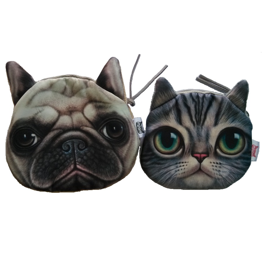 Neue Nette Katzen gesichts Reißverschluss Kasten münzenGeldbeutel mappen Geldbörse weiblichen Brieftasche