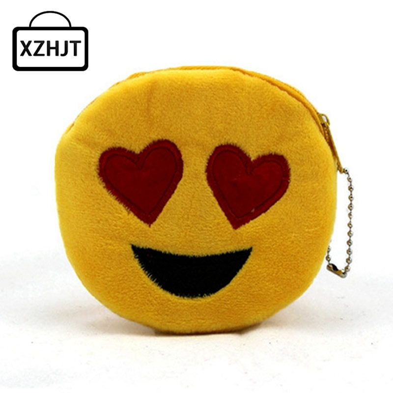 Niedlichen Stil Neuheit Emoji Lächeln Reißverschluss Plüsch Geldbörse Kawaii Kinder Tasche Damen