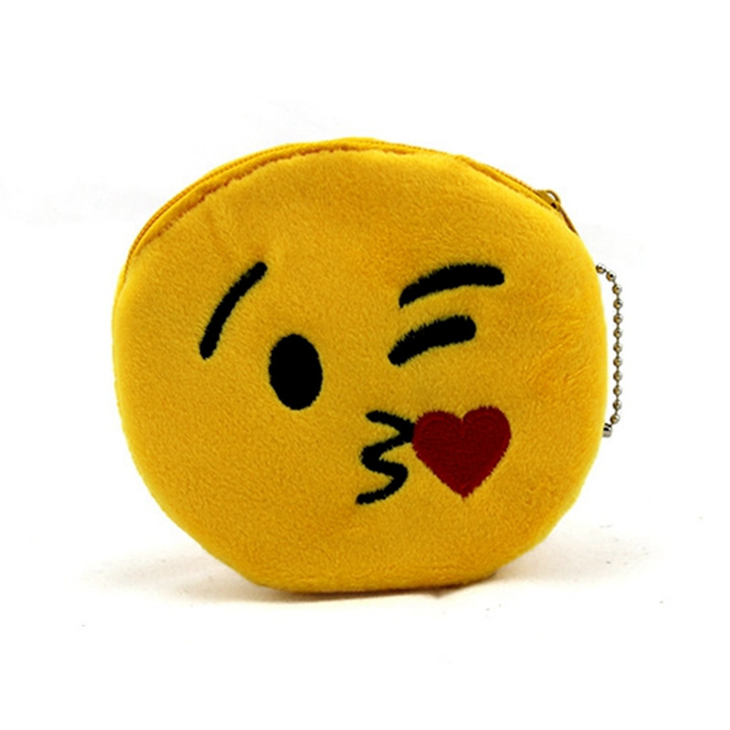 Niedlichen Stil Neuheit Emoji Lächeln Reißverschluss Plüsch Geldbörse Kawaii Kinder Tasche Damen