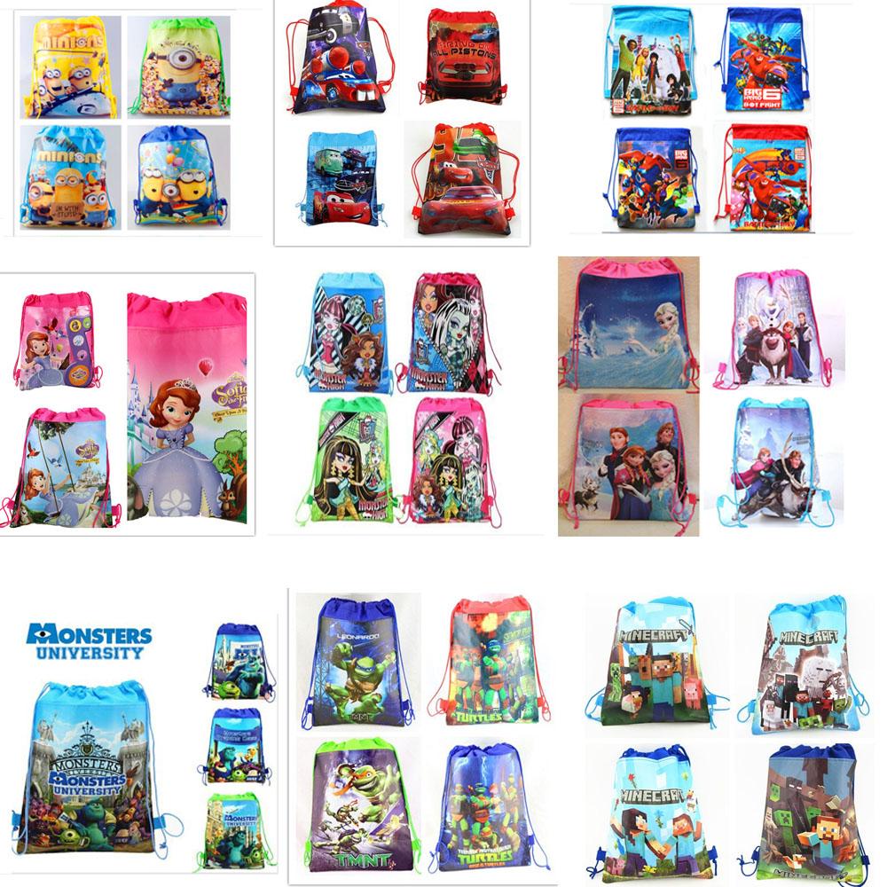 12 stück Despicable Me Prinzessin Anna Elsa Sofia Autos Cartoon Kinder Kordelzug Gedruckt Rucksack Strandtasche