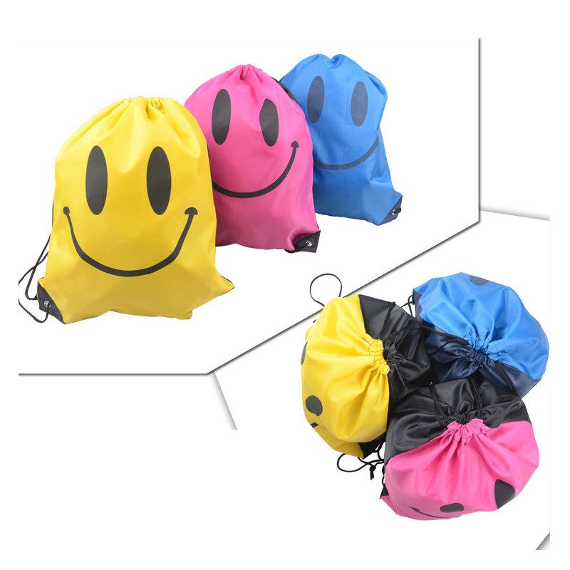 neue Gesicht Polyster Kordelzug Mochila Sport Schwimmen Taschen Schultasche Für Mädchen Und Jungen Cartoon