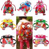 Freies verschiffen Kind kind eule Ethnische Bunte Stich Rucksack Schulbuchtasche Preschool