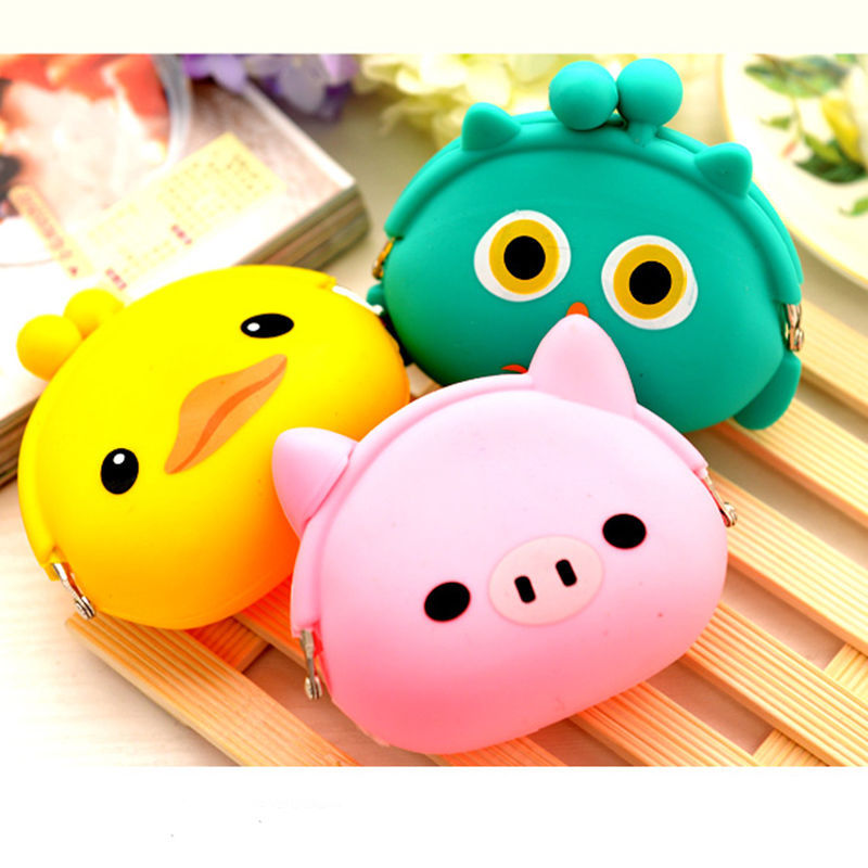 neue Mode Schöne Kawaii Karikatur Tier Damen Mädchen Brieftasche Multicolor Gelee Silikon Münztüte