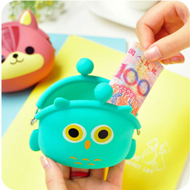 neue Mode Schöne Kawaii Karikatur Tier Damen Mädchen Brieftasche Multicolor Gelee Silikon Münztüte