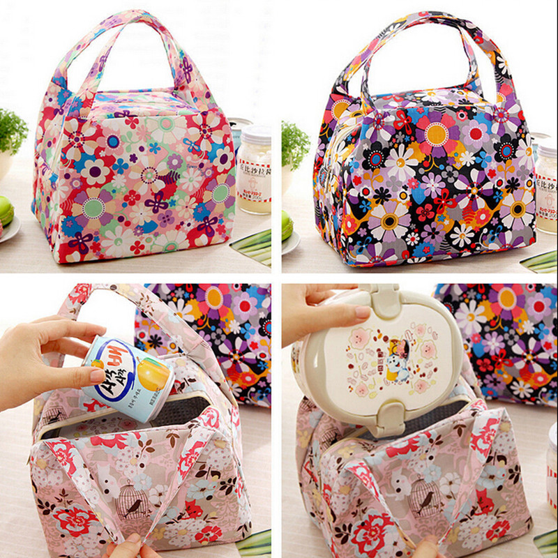 neue Lunchpaket Beutel Aufbewahrungsbox Blumen Isolierten Bento Kühler Picknick Tote Hochwertigen