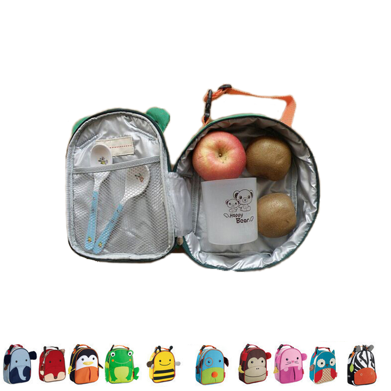 Cartoon Kinder Lunchpaket Zoo Multifunktions Tragbaren Paket Lebensmittel Mahlzeit Mittagessen Box Isolierte Lunch Boxes