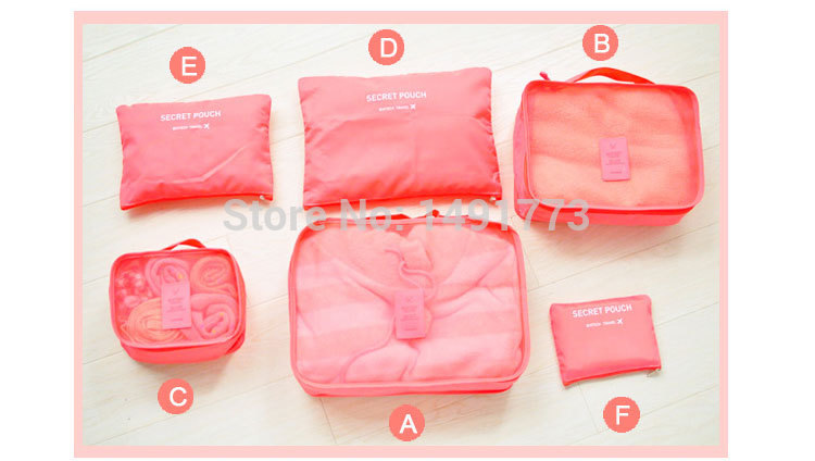 6 teile satz Mode Doppel Reißverschluss Wasserdicht Polyester Herren und Damen Gepäck Reisetaschen