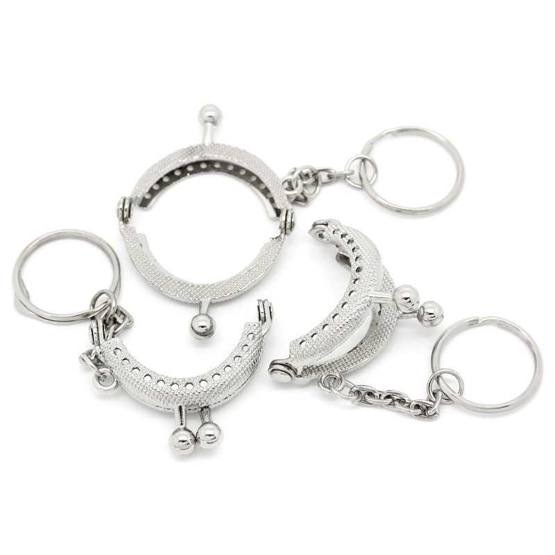 Neue Mode 5 stück 4x3,5 cm Tasche Geldbörse Metallrahmen Kuss Schließe W Schlüsselanhänger