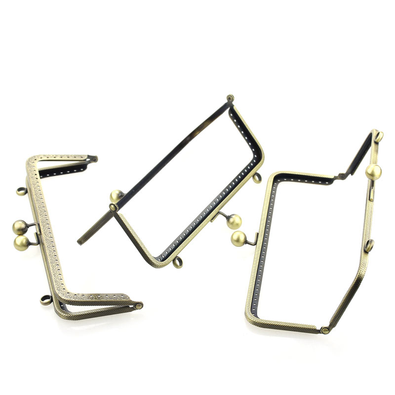 2 stück MetallGeldbeutel beutel rahmen Kuss Schließe Sperre Bronzeton 20 cm x 8 cm