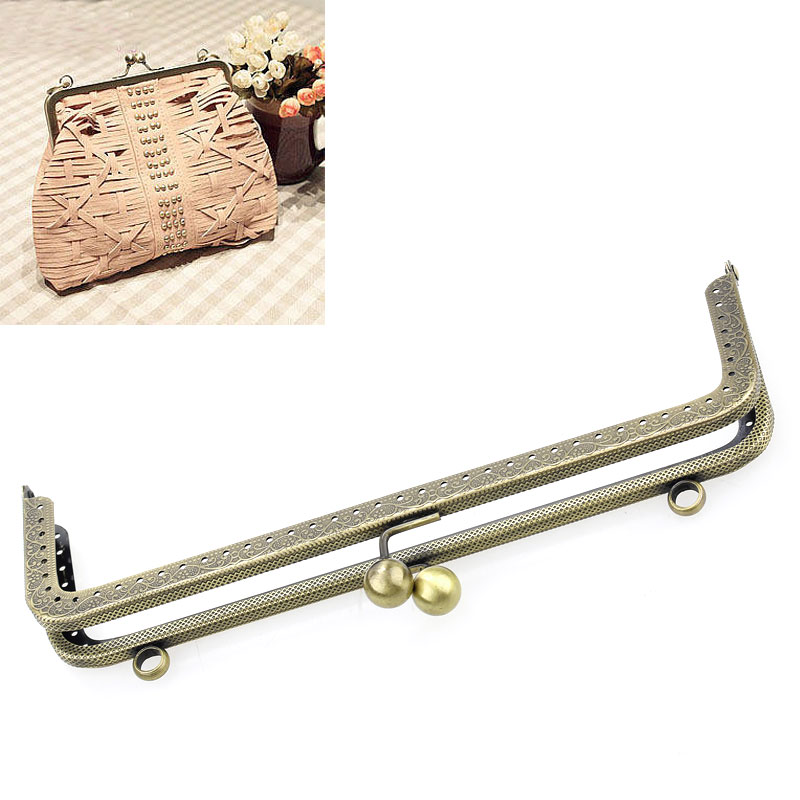 2 stück MetallGeldbeutel beutel rahmen Kuss Schließe Sperre Bronzeton 20 cm x 8 cm