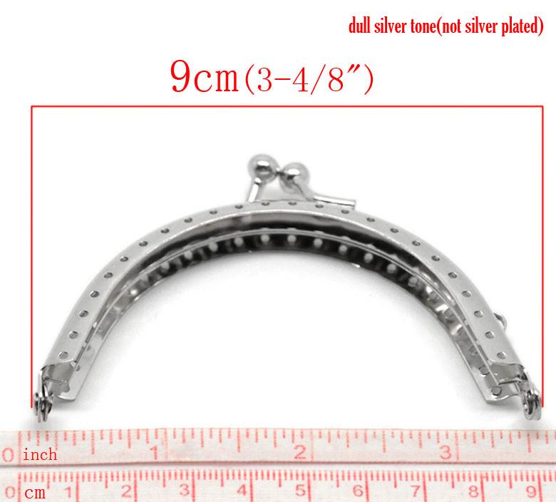 Marken Tasche Zubehör 5 stück Silber Ton Geldbeutel beutel Metall Arch Rahmen Kuss Schließe