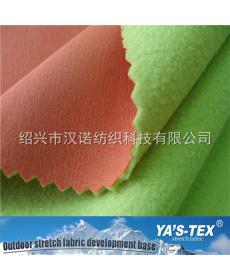 100D embossed polyester four-way elastic composite polar fleece fluorescent green shark skin soft shell fabric