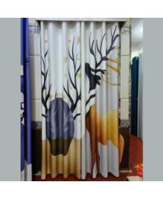 Elk Nordic style digital printed custom curtain fabric white velvet linen