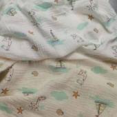 40 count cotton double-layer crepe pure cotton gauze moisture-wicking wrinkled cloth cartoon children's home clothes