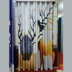 Elk Nordic style digital printed custom curtain fabric white velvet linen