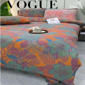 Cotton double-layer gauze fabric 40-count pure cotton jacquard home wear four-piece set crepe crepe fabric wide width